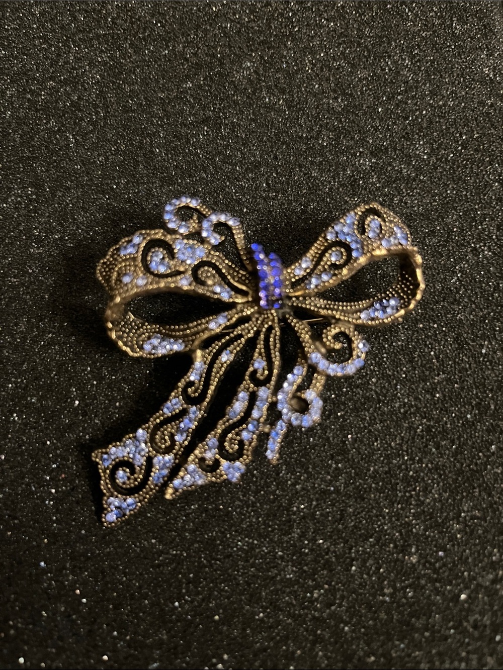 Blue Bow Brooch